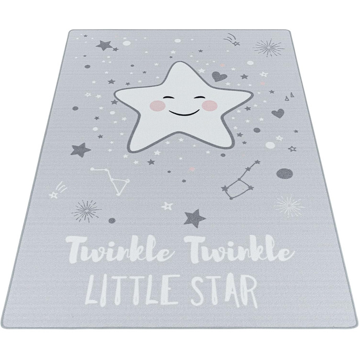 Дитячий килимок з коротким ворсом Baby Star Design Дитяча кімната Ігрова кімната 8 мм Висота ворсу Високо оброблений м'який прямокутний хлопчик, який можна прати Колір Розмір (80x120 см, сірий)