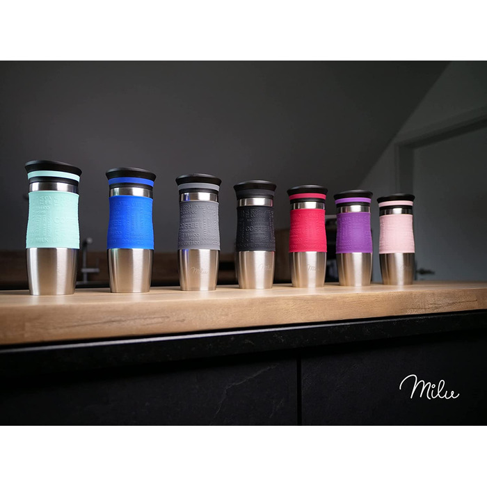 Термокружка Milu 450мл з нержавіючої сталі, 370мл, для кави з собою, з подвійними стінками, не протікає, для подорожей, авто