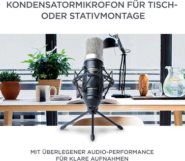 Конденсаторний мікрофон Marantz Professional MPM1000 з поп-фільтром, амортизатором, штативом та XLR кабелем для дому та студії