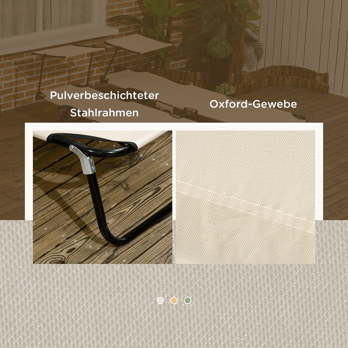 Набір з 2 розкладних шезлонгів для саду з сонцезахисним навісом та 5-рівневим регулюванням спинки, коричневого кольору