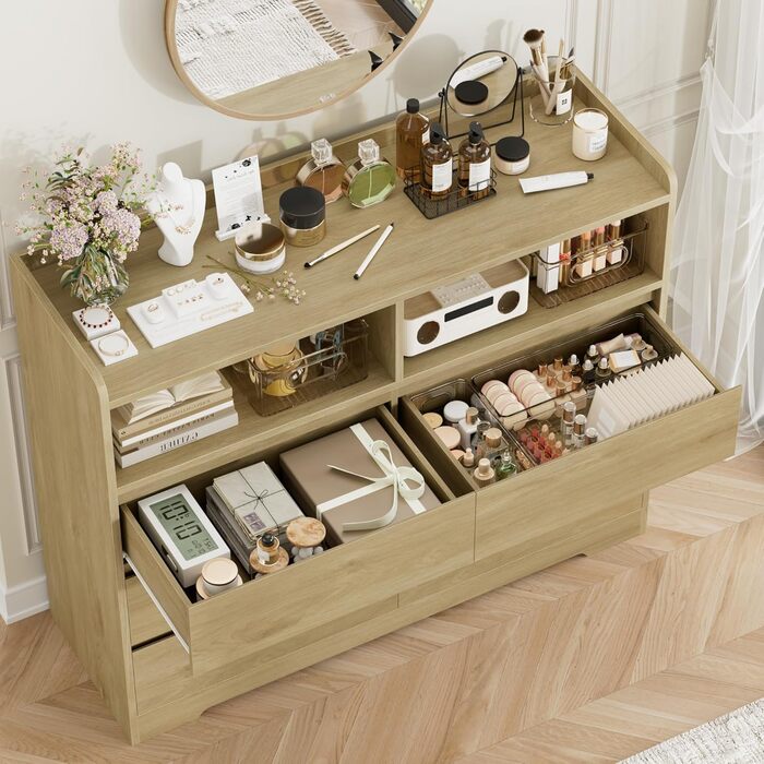 Комод FOREHILL з 6 висувними ящиками, 120 см, колір дуб - комод-тумба для спальні, вітальні, передпокою, 120x40x100 см