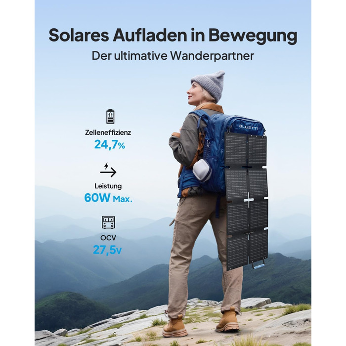 Портативна електростанція BLUETTI Elite 30 з сонячною панеллю 60W: 288 Wh, 600W, LFP акумулятор, 1500W (Power Lifting), швидка зарядка