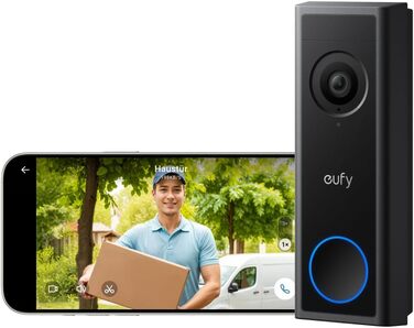 Бездротовий відеодзвінок eufy Security C31 з Chime, 2K FHD, 2 способи живлення, Live-відео, Легка установка, Змінний акумулятор, 24/7 запис, без передплати, з Chime
