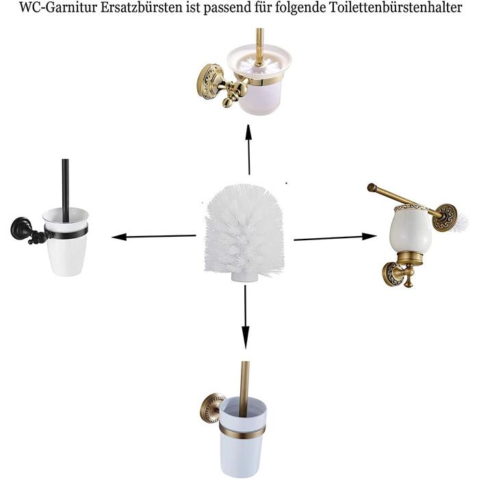 Тримач для туалетної щітки CASEWIND під старовину, латунні щітки для унітазу, набір керамічних вінтажних настінних щіток в стилі ретро з отвором в стилі кантрі (білий a)