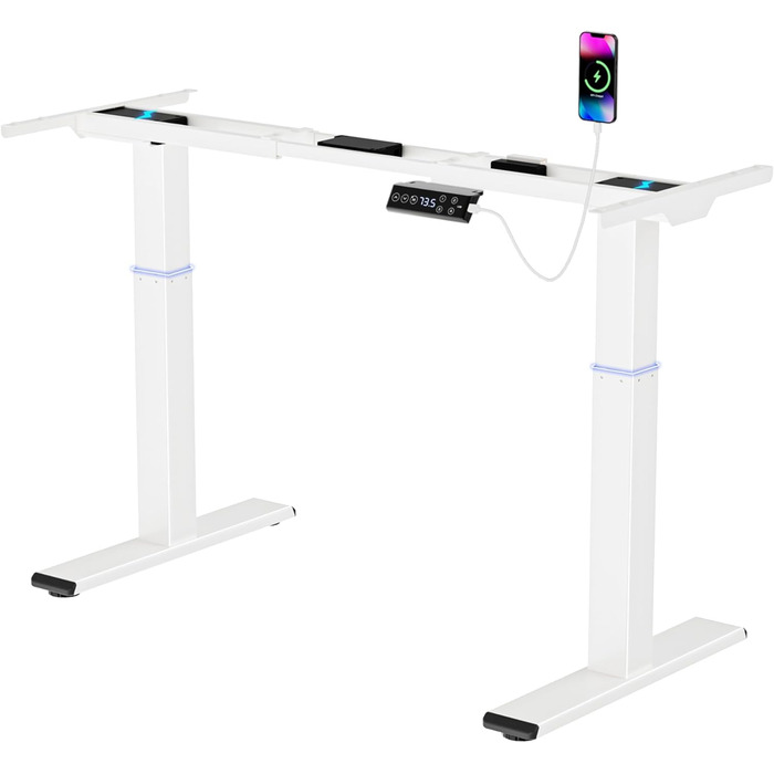 Регульований стіл (стійка) для столу, електричний, з пам'яттю, 120x60 см, білий