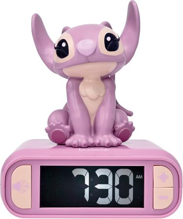 Дитячий ліхтарик-годинник Disney Stitch Angel RL800D1, рожевий - будильник з мелодіями та підсвічуванням LCD