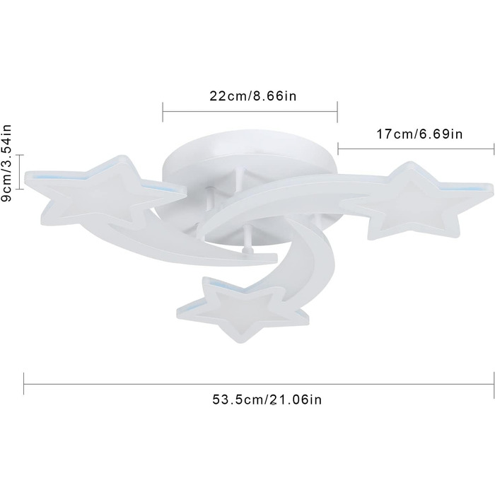 Світлодіодний стельовий світильник з регулюванням яскравості, дизайн 30 Вт Star Design, пульт дистанційного керування, 3000k-6500k, білий, для дітей/спальні