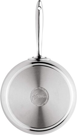 Сковорода Lagostina Accademia Lagofusion з нержавіючої сталі 18/10, діаметр 20 см, для індукційних, газових плит та до 250°C, з матовим внутрішнім покриттям та прикріпленими ручками, 5-шарове дно