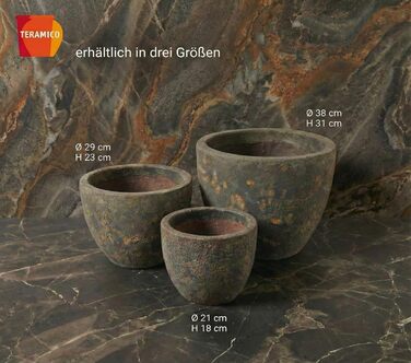 Керамічний горщик Teramico Premium: ручна робота, морозостійкий, з отвором для поливу. Підходить для квітів у саду та вдома. Унікальний горщик Lava Braun, 21x18 см