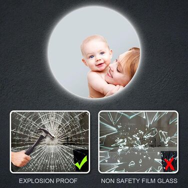 Круглий LED-дзеркало для ванної кімнати з підсвічуванням, 40 см, тепле світло