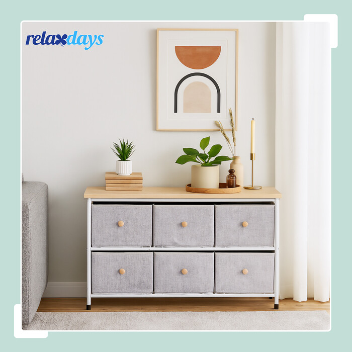 Комод Relaxdays з 6 висувними ящиками