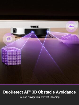 Робот-пилосос EUREKA E20 Plus з самостійною станцією спустошення, 8000Pa, функція миття підлоги, 45 днів автономної роботи, захист від заплутування волосся, AI 3D уникнення перешкод, підходить для світлих підлог