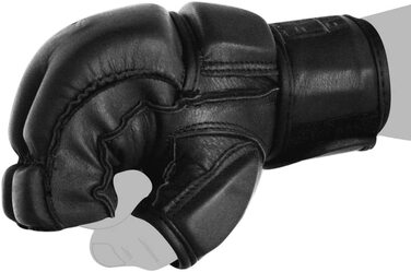 Рукавички FOX-FIGHT Freefight a професійні високоякісні боксерські рукавички з натуральної шкіри з мішком з піском для тренувань, спарингів, тайського кікбоксингу, кейп-спорту, BJJ, рукавички з мішком з піском, рукавички (чорні, S)