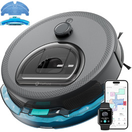 Робот-пилосос LEFANT M330 Pro з функцією миття, 5000Pa, лазерна навігація, PSD-технологія, керування через додаток, 160 хв роботи, для тварин, килимів, твердих підлог, сірий