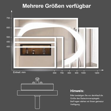 Дзеркало для ванної кімнати YOLEO з підсвічуванням 90x70 см, LED дзеркало з переднім та заднім освітленням, дзеркало з пам'яттю, 3 регульовані кольори світла, антизапар, (100L x 66B cm)