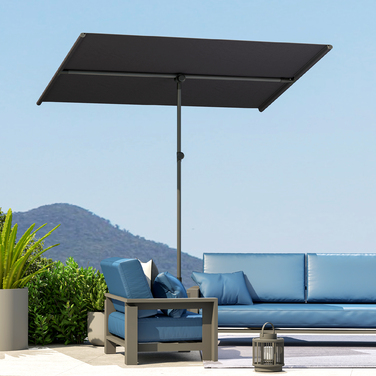 Outsunny Parasol Садова парасолька з регулюванням висоти на 180 градусів з алюмінієвим стовпом Ринок Парасолька Сонцезахисна парасолька Консольна парасолька Балконна парасолька Парасолька для балкона 150x205см Темно-сірий