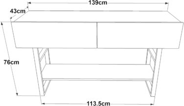 Консольний стіл Lappeenranta Буфет 2 двері Стіл для передпокою 139x43x76 см Промисловий (Антрацит/Чорний)