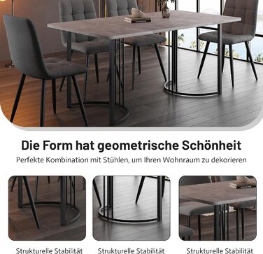 Обідній стіл Merax 140x80 см з імітацією мармуру, для 4-6 осіб, металевий каркас, регульовані ніжки, білий/чорний, підходить для ресторану, вітальні, кухні