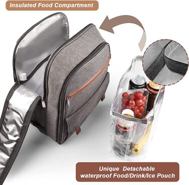 Набір для пікніка Sunflora з ізольованим контейнером та ковдрою, пікніковий кошик для кемпінгу та відпочинку на природі (Блакитний та смужки) Блакитний та смужки (Бежевий, на 2 особи)