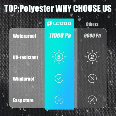 Водонепроникний чохол для садово-патіо меблів 600D Oxford, захист від вітру, пилу, UV-випромінювання (242x162x100 см)