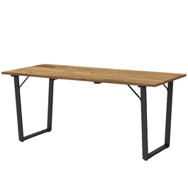 Outsunny Garden Стіл Дерево 175x80 см Атмосферостійкий балконний стіл з отвором для парасольки Фуршетний стіл Кемпінговий стіл на 6 осіб Стіл для патіо Обідній стіл на відкритому повітрі для саду, патіо Балкон Brown