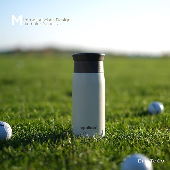 Термокружка EPPICAN EppiToGo з нержавіючої сталі, 350 мл, чорний матовий - для кави з собою, витривала, з герметичним клапаном