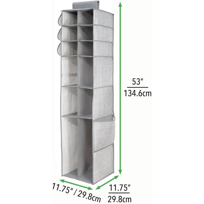 Підвісна шафа mDesign з тканини - ідеально підходить як підвісна полиця - 16 відділень - сірий