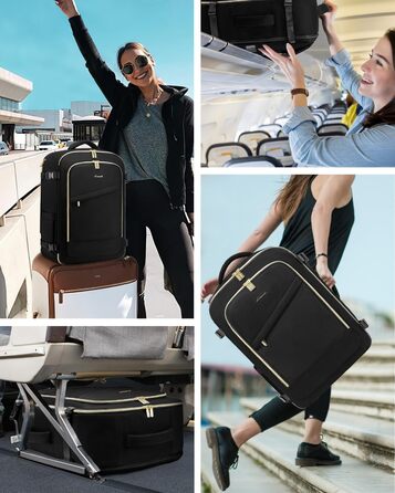 LOVEVOOK Рюкзак для ручної поклажі, дорожній рюкзак для жінок, водонепроникний, з відділенням для взуття, 17-дюймовий ноутбук, рюкзак для подорожей, 40L, 45x36x20, чорний