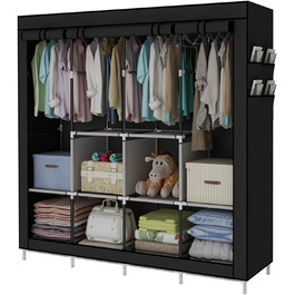 Портативний шафа для одягу ACCSTORE, полиці для гардероба, органайзер для зберігання одягу з 4 вішалками для одягу, (чорний)