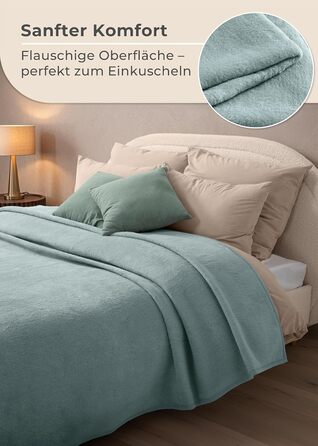 Плед LAYENBURG Premium з бавовняного міксу, 150x200 см, Eukalyptus (Евкаліпт), сертифікат Oeko-Tex 100