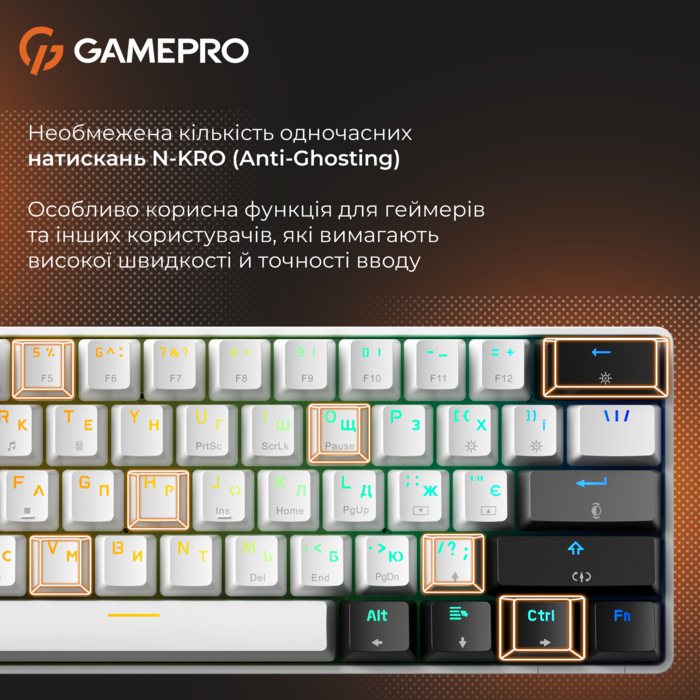 Механічна клавіатура GamePro Genesis Infinity  (MK130BW)  outemu swithes