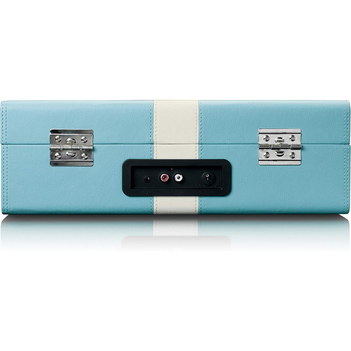 Вініловий програвач Lenco TT-110 Classic Phono, портативний, 33/45/78 об/хв, Bluetooth, ремінний привід, 2 вбудовані динаміки, AUX-IN, RCA-Out, 3,5 мм, синьо-білий