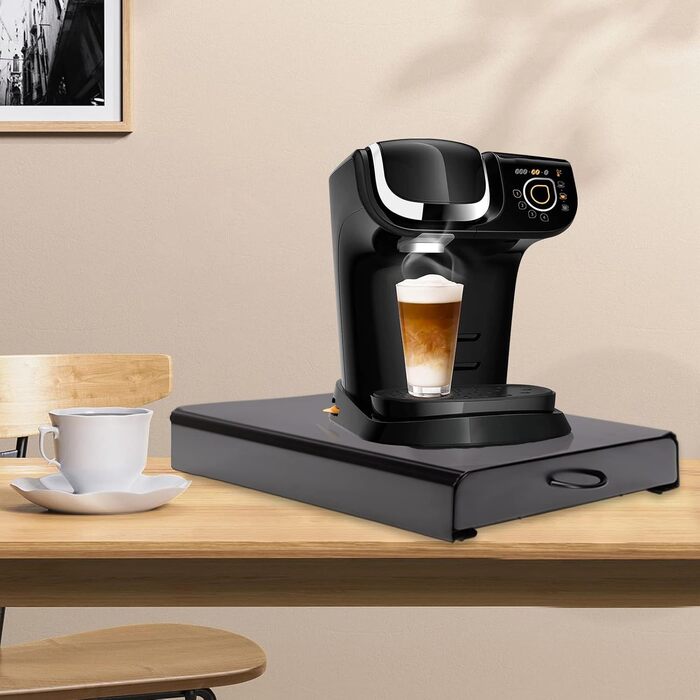 Організатор для капсул Tassimo: висувна шухляда для капсул кави та підставка під машину 2-в-1 (з вигнутим ручками)