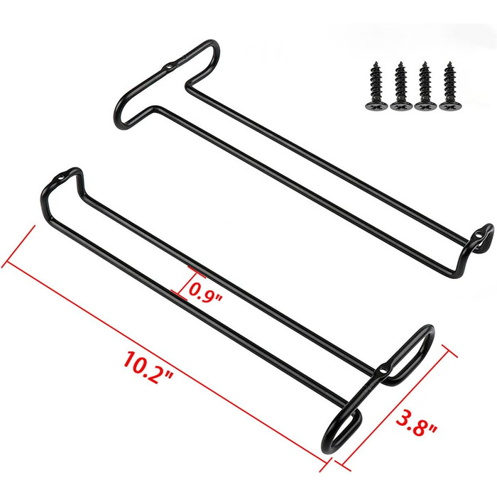 Настінна полиця для бокалів GeLive, 17,8 см, підставка для бокалів, 2 шт., чорний колір. Організатор для кухні та бару.