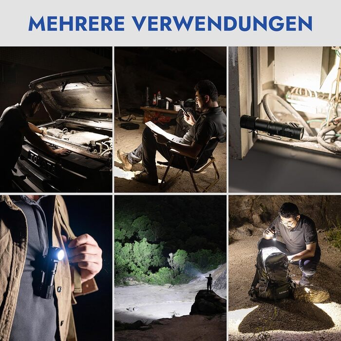 Тактичний ліхтарик WUBEN L1 LED: 2000 люмен, 6 режимів світла, водонепроникний IP68, акумуляторний, з кобурою, чорний (P9)