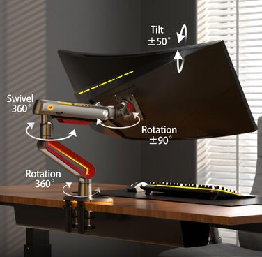 Кріплення для монітора NB Ergonomic RGB, 32-60 дюймів, для широких моніторів, до 20 кг, VESA 75/100 мм (червоний)