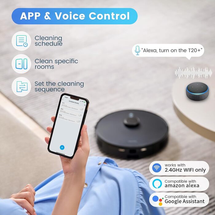Робот-пилосос AIRROBO T20+ з функцією миття, 3.5л, станція самоочищення, 180хв роботи, LiDAR навігація, потужне всмоктування, керування через додаток, колір: чорний