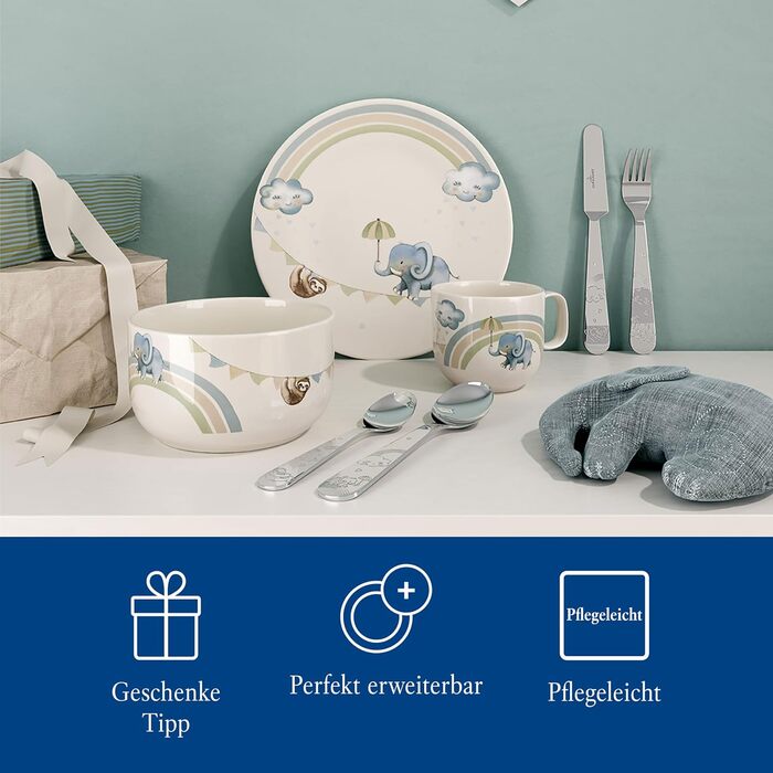Набір дитячого столового прибору Villeroy & Boch Boho Kids (4 шт.) з нержавіючої сталі, сріблясто-платиновий, для миття в посудомийній машині