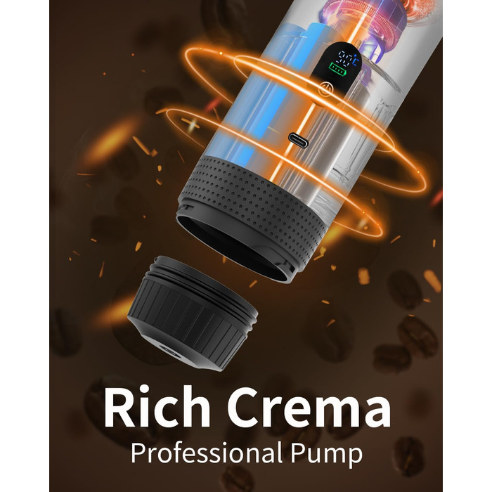 Портативна електрична кавомашина Eversange для еспресо, подорожей, сумісна з меленою кавою та капсулами Nespresso (зелена з LCD-дисплеєм)