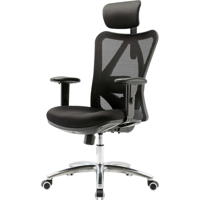 Офісне крісло Mendler HWC-J86, ергономічне, регульована поперекова підтримка, до 150 кг, чорний/оранжевий (без підніжки)