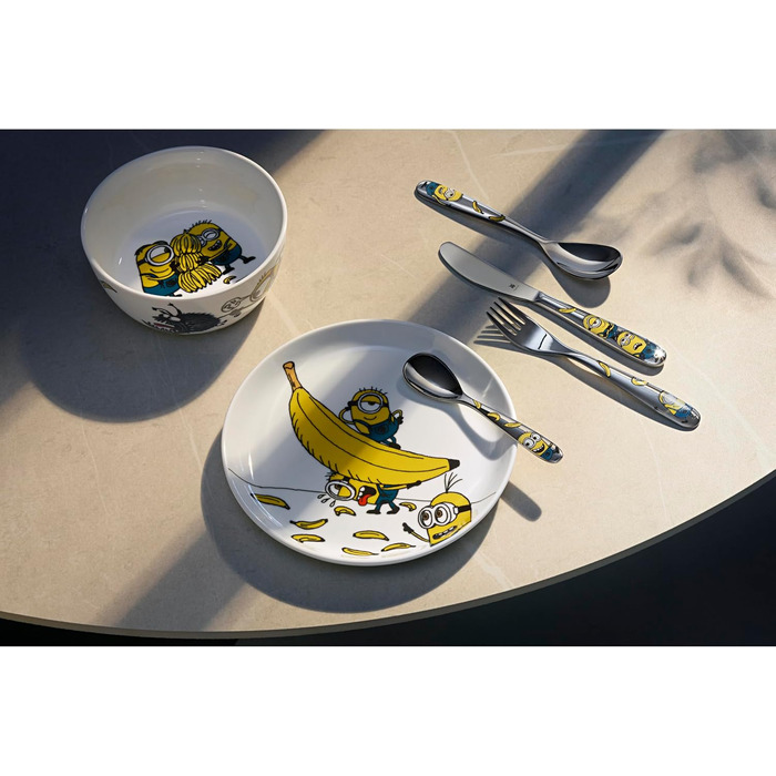 Набір дитячого столового прибору Minions WMF Cromargan, 4 шт., нержавіюча сталь, від 3 років, без гравіювання, придатний для миття в посудомийній машині