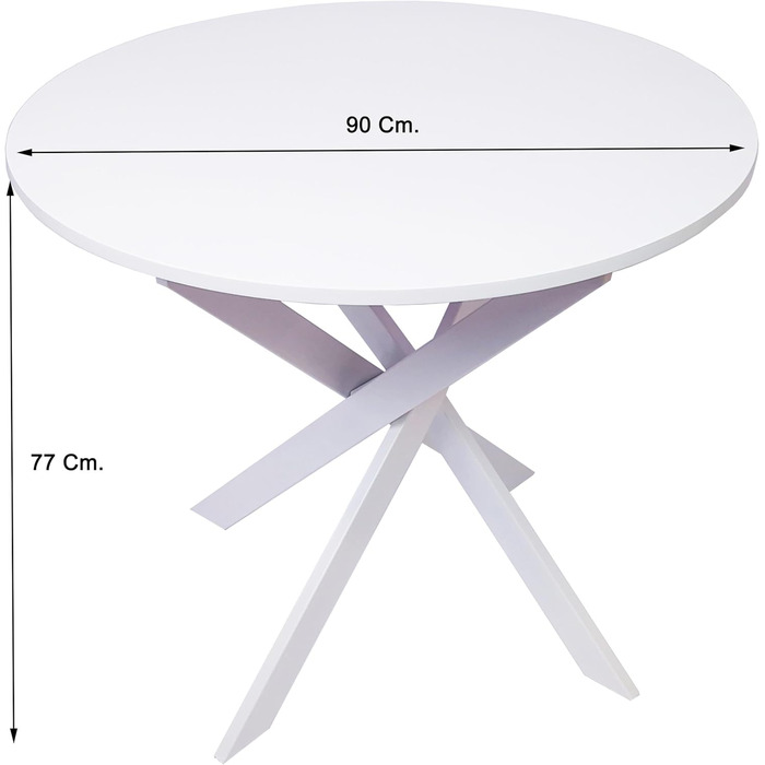 Круглий обідній стіл Skraut Home Zen | 90x90x77 см | на 4 особи | Білий | Міцні матеріали