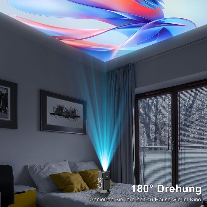 Beamer 4K HY260pro: Міні проєктор для дому та вулиці з WiFi 6, Bluetooth 5.4, Android TV, 180° обертання, 18000 люмен, 5W динамік