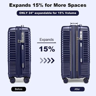 Набір валіз Sea Choice 4 в 1: S/M/L/XL, з жорстким корпусом, розширюваний, з TSA-замком, YKK блискавкою, темно-синій