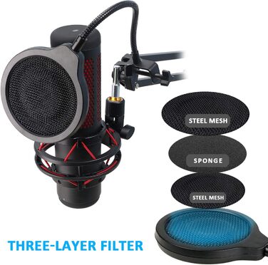 Стійка для мікрофона HyperX QuadCast з поп-фільтром та тримачем YOUSHARES - сумісна з QuadCast S, Fifine AM8, Blue Yeti, Razer Seiren Mini V3