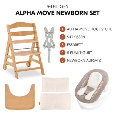 Дитячий стільчик Hauck Alpha Move Newborn Set - регульований, з підставкою для новонароджених та піднос