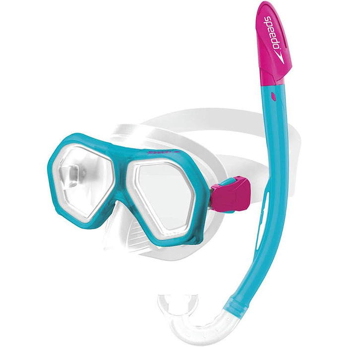 Комбіновані окуляри для плавання Speedo Leisure Junior з двома лінзами, дитячі (Один розмір підходить всім, аква-сплеск/ультра-рожевий)