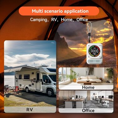 Портативний детектор чадного газу 3-в-1 з перезаряджаємою батареєю, сенсор на 10 років, 200 годин роботи для подорожей, кемпінгу, намету, автодому, дому, кухні