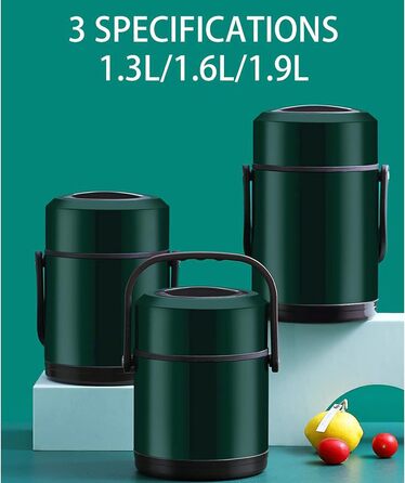 Ізольований контейнер SJASD, термо-ланчбокс, герметичний харчовий контейнер-термос, термоконтейнер для їжі Bento Box, синій (1,3 л)