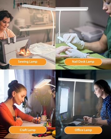 iFalarila Настільна лампа 10W з LED, регулювання яскравості, USB-порт, 3 колірні температури, 10 рівнів яскравості, гнучкий 70см шланх | Без пульта ДК